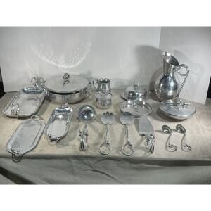 Vintage B. W. BUENILUM Hammered Aluminum Serving Dish Set